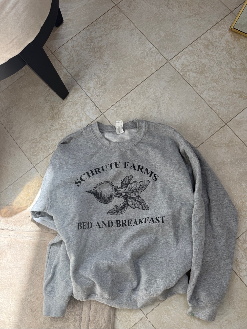 The office - Gray Schrute Farms crewneck sweatshirt with black graphic